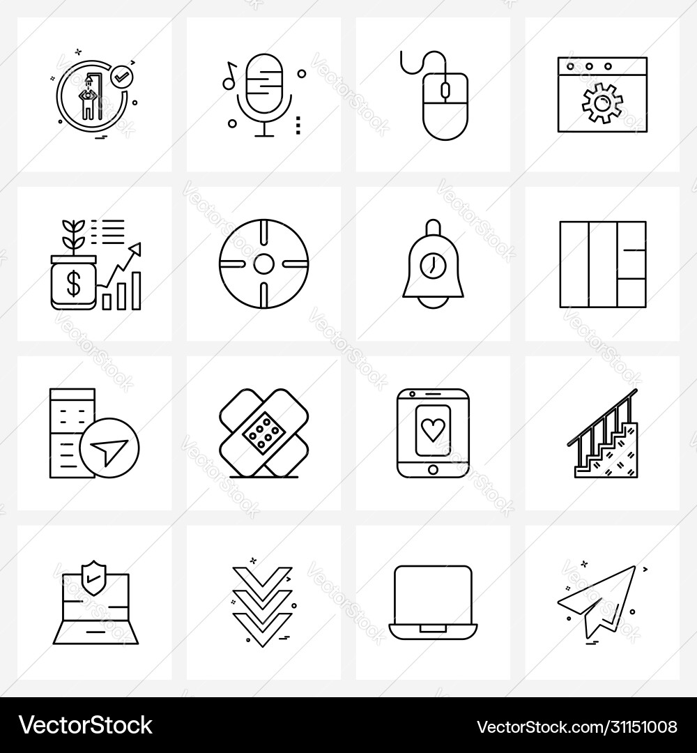 Isolated symbols set 16 simple line icons Vector Image