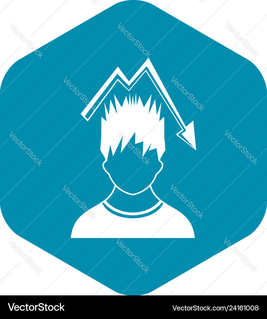 Man with falling red graph over head icon Vector Image