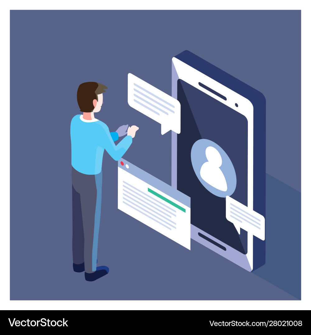 Man with smartphone screen and mobile applications Vector Image