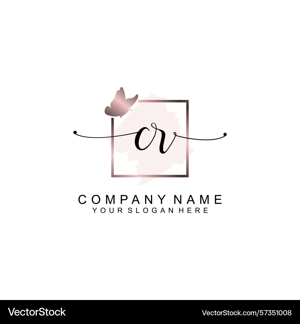 Minimalist handwritten cr initial logos with soft vector image