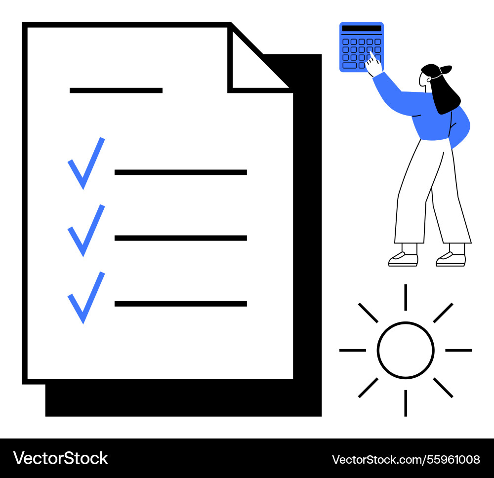 Person checking items on a to-do list Person checking items on a to-do list Vector Image