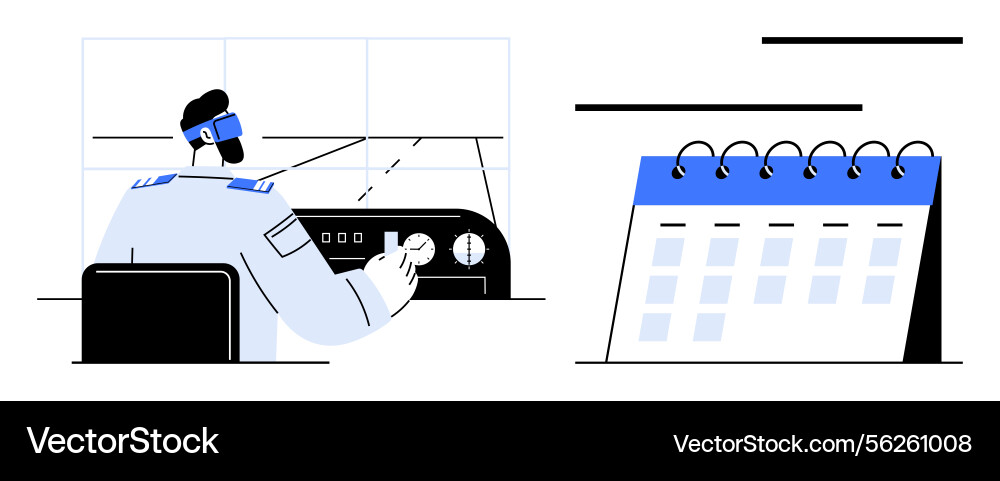 Pilot managing controls in cockpit with a visible Vector Image