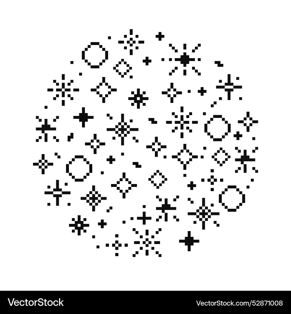 Pixel star retro 8 bit sparkle set shiny game Pixel star retro 8 bit sparkle set shiny game vector image