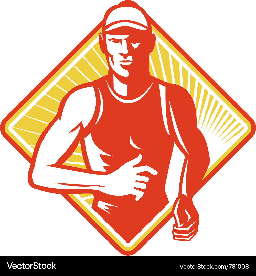 Retro Marathon Runner Icon vector image