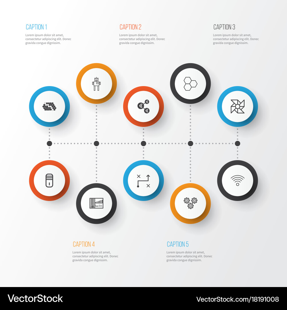 Robotics icons set collection of information vector image