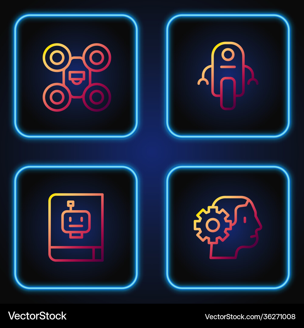 Set line humanoid robot user manual drone Vector Image