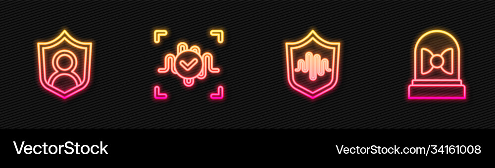 Set line shield voice recognition user protection Set line shield voice recognition user protection vector image