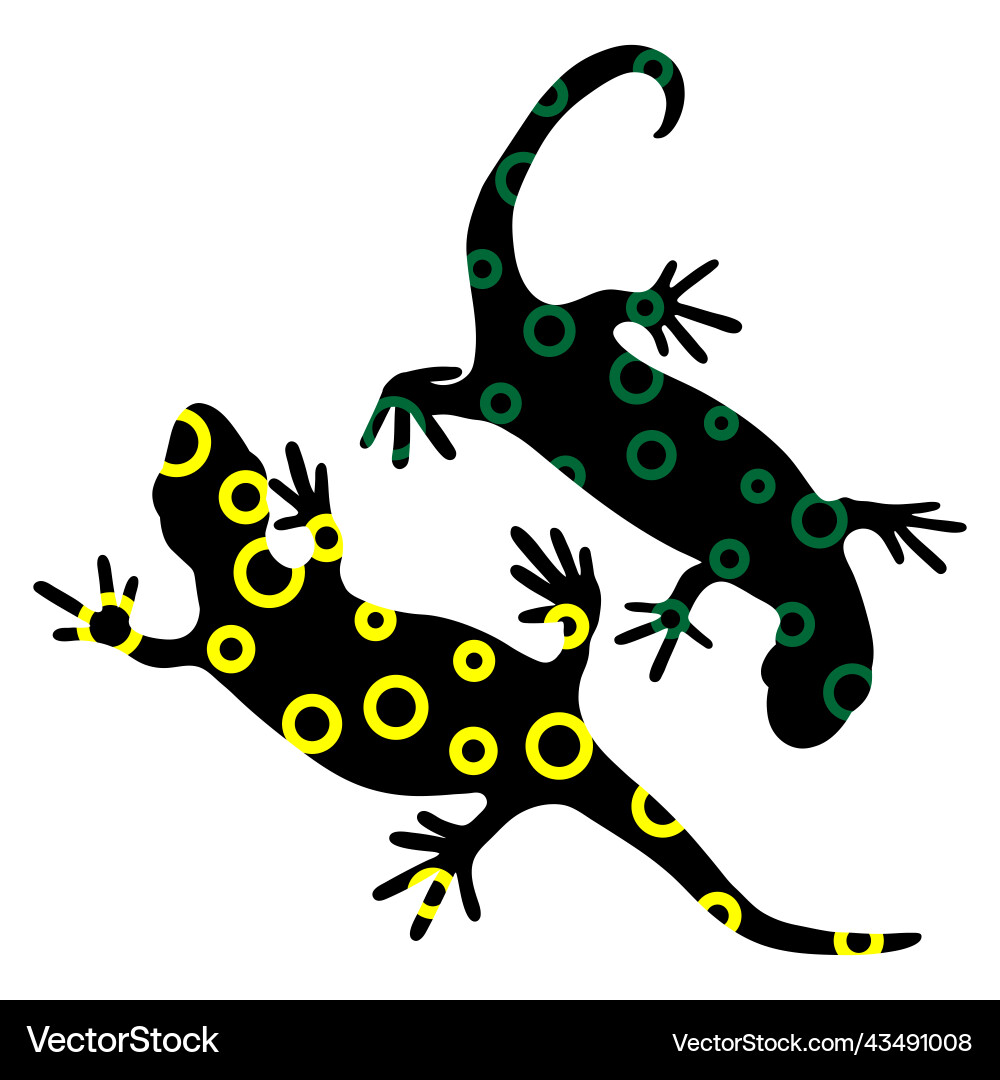 Set of lizards reptile gecko simple isolated Vector Image