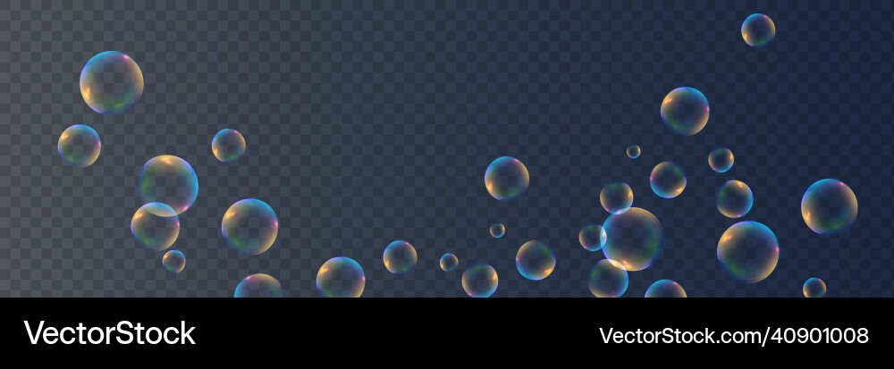 Set of realistic colorful soap bubbles vector image