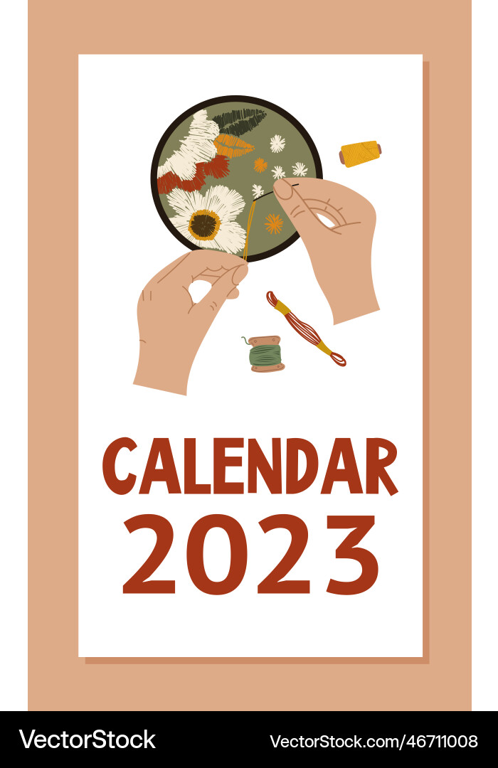 Sewing calendar 2023 concept Vector Image