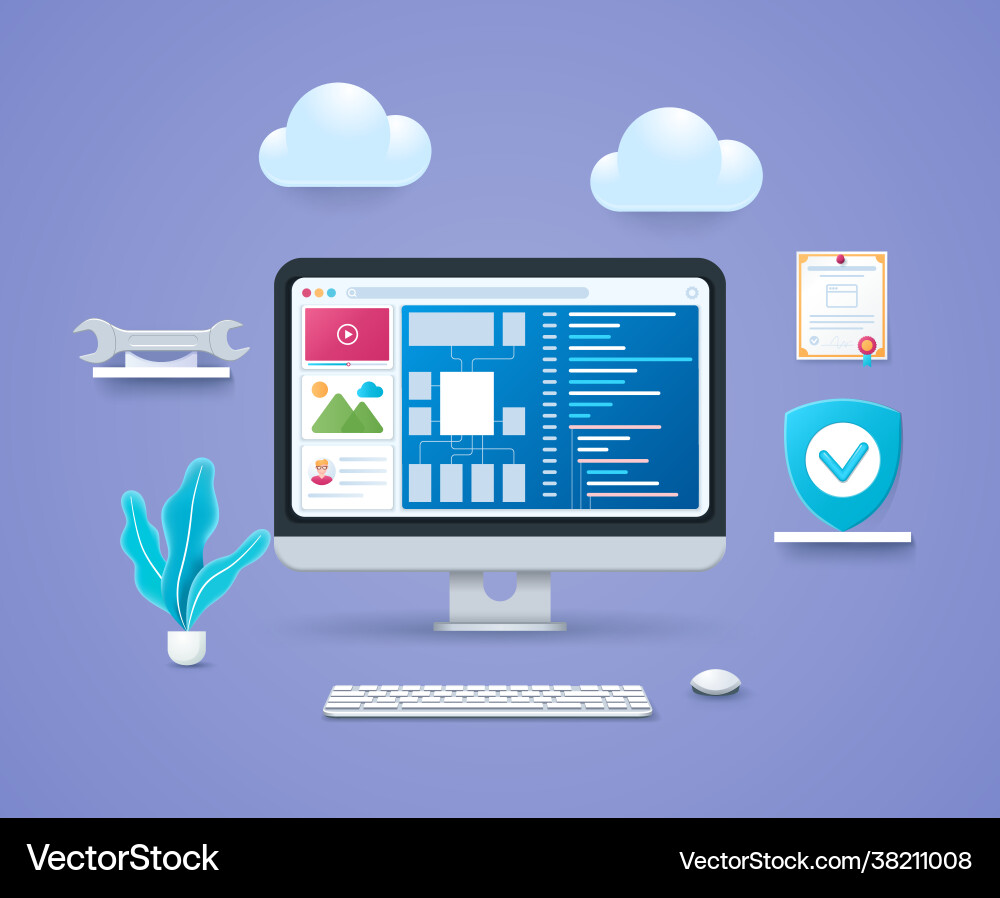 Site reliability engineering template in 3d style Site reliability engineering template in 3d style vector image