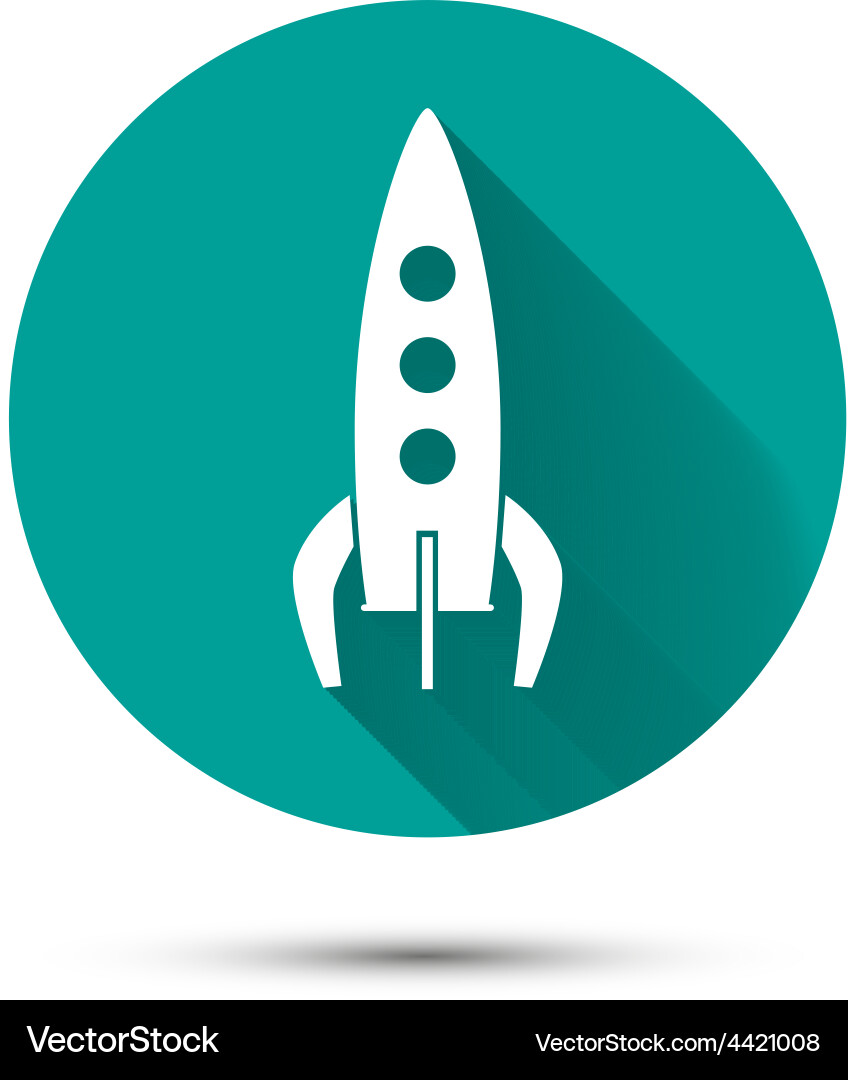 Spaceship icon on green background with shadow vector image