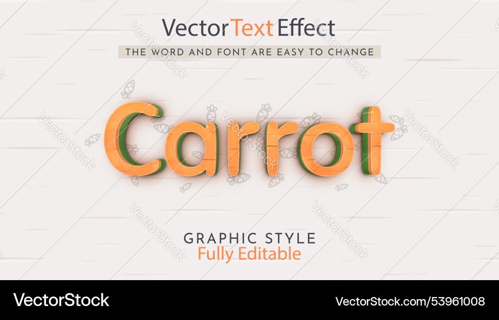 Splatter carrot editable text effect graphic style Splatter carrot editable text effect graphic style vector image