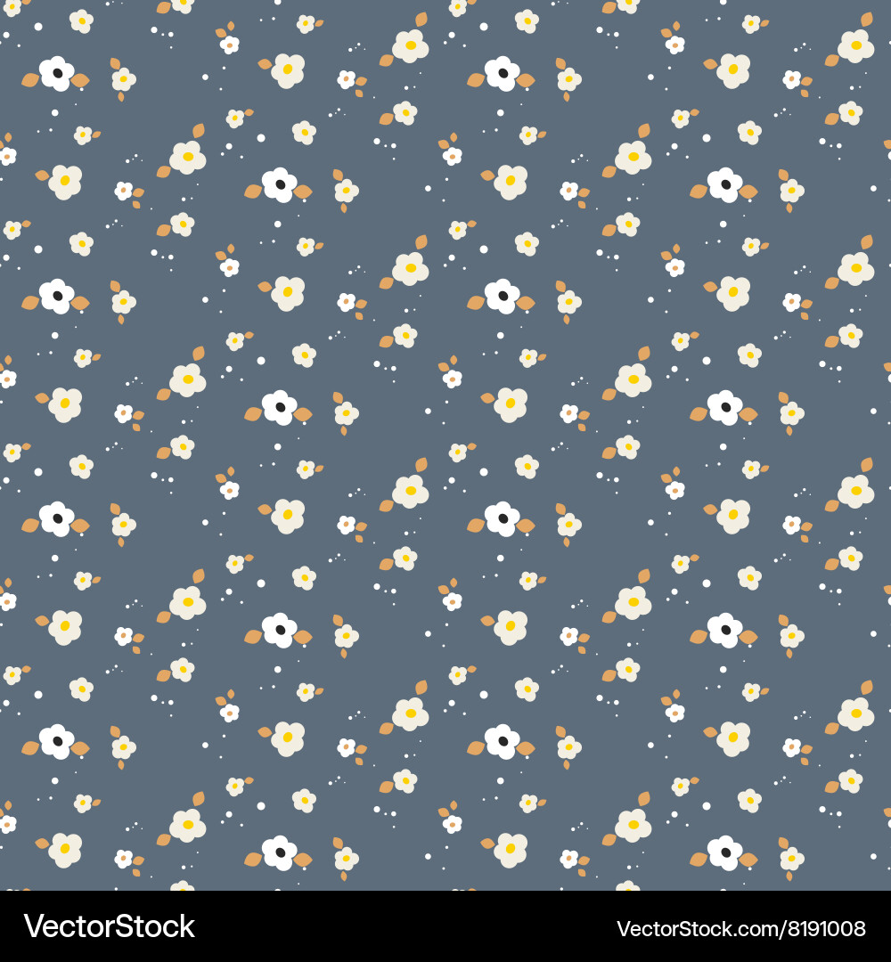 Spring small wild flower field seamless pattern vector image