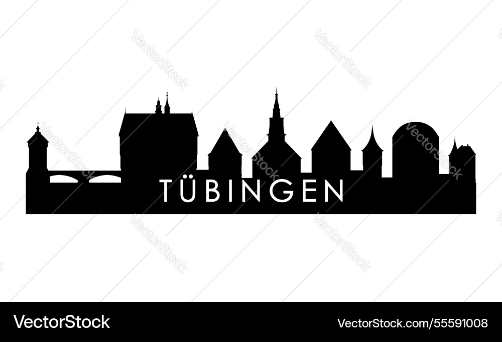 Tubingen skyline silhouette black city Tubingen skyline silhouette black city vector image