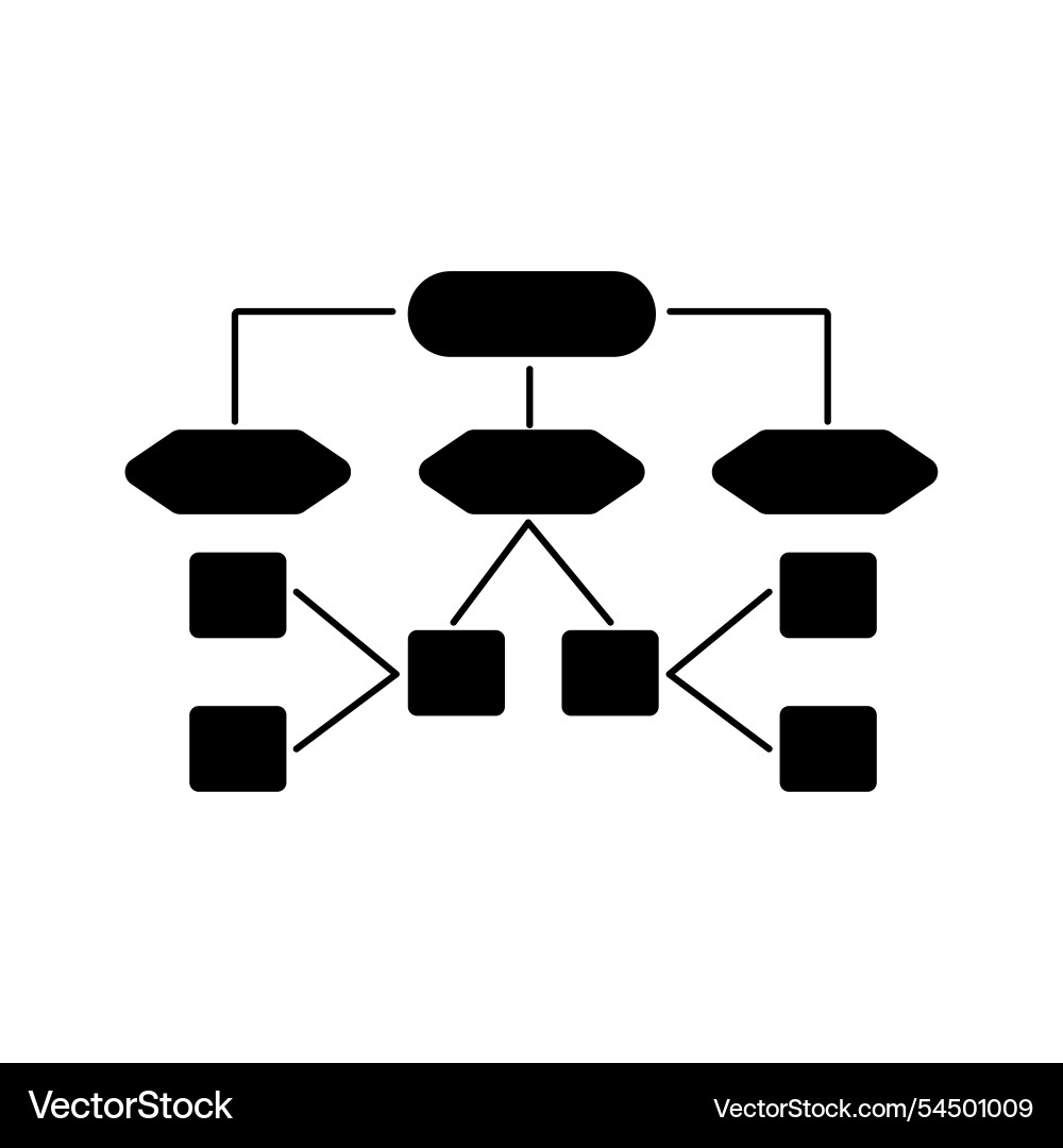 Black flowchart template for data organization vector image