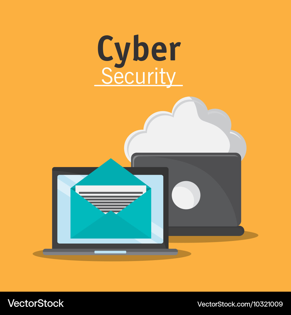 Cyber security laptop design Royalty Free Vector Image