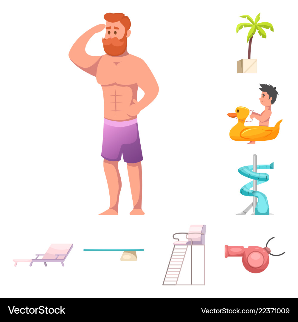 Design of pool and swimming symbol set Design of pool and swimming symbol set vector image