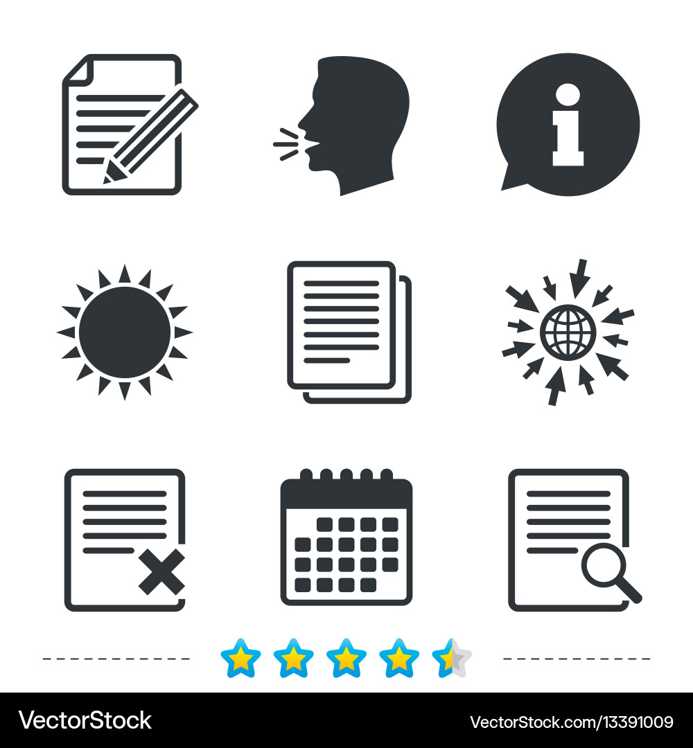 Document icons search delete and edit file vector image