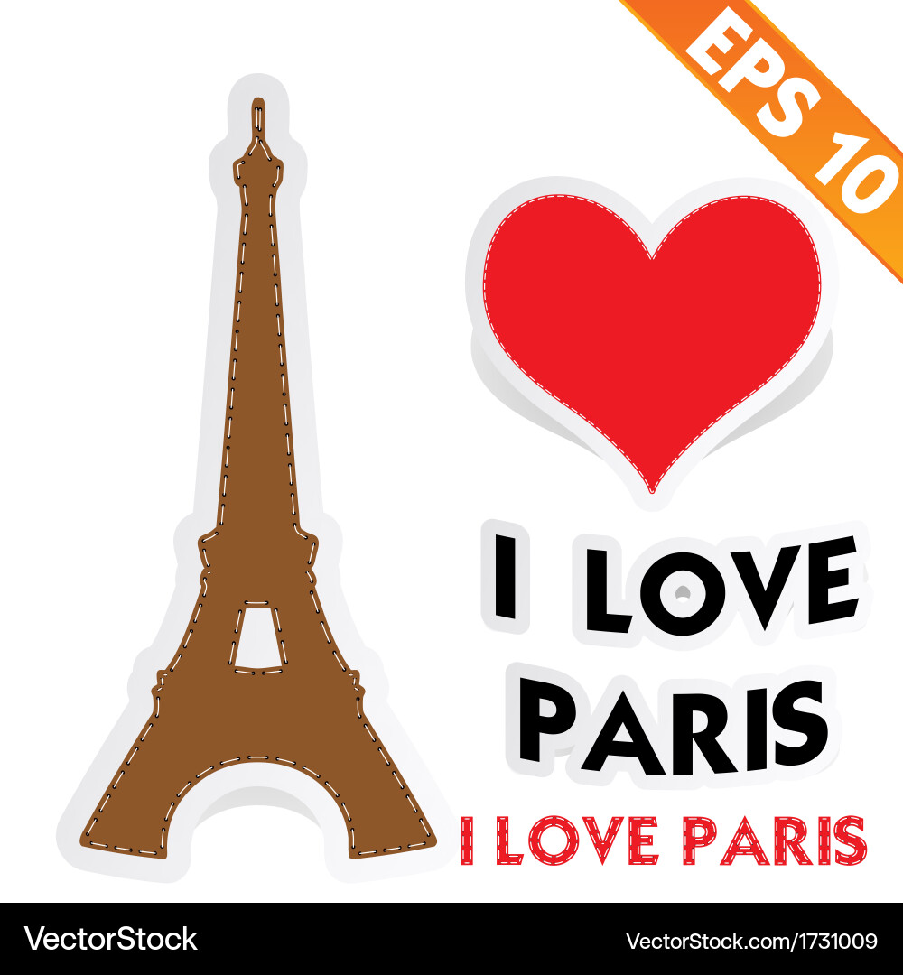 Eiffel tower with stitch style background vector image