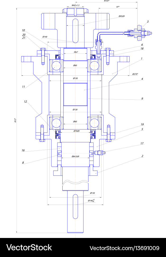 Engineering drawing of components Vector Image