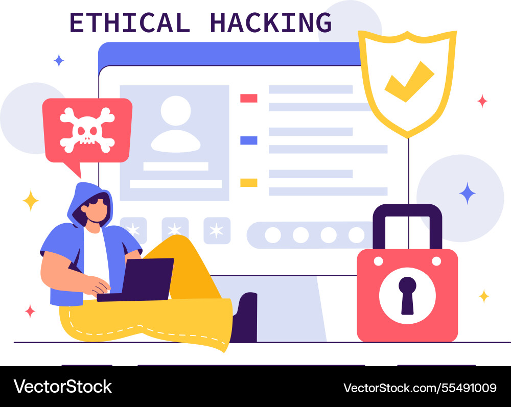 Ethical hacking featuring a developer practicing Ethical hacking featuring a developer practicing vector image