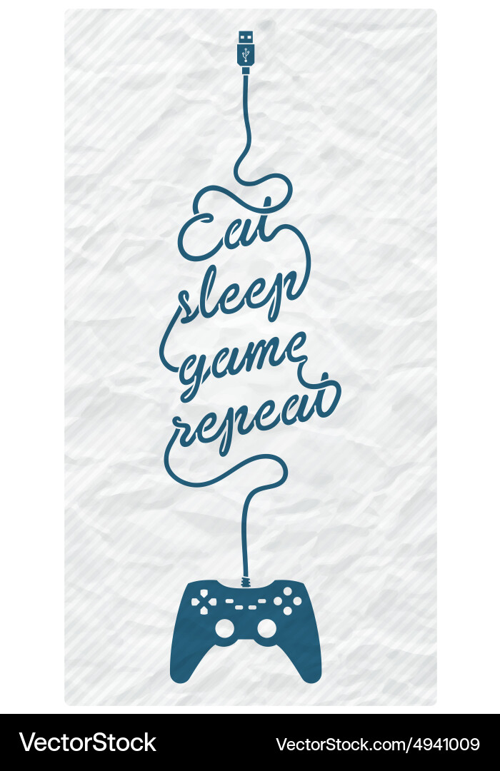 Gamepad with cable in the shape of a message vector image