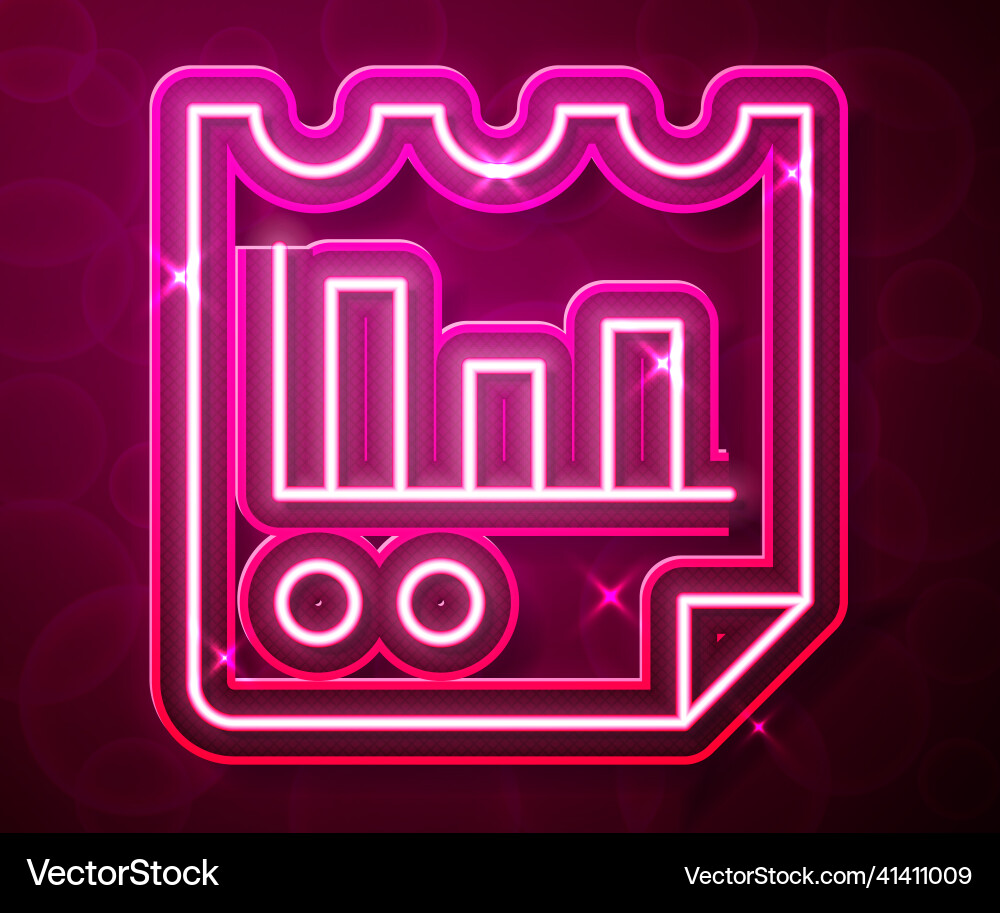 Glowing neon line document with graph chart icon Glowing neon line document with graph chart icon vector image