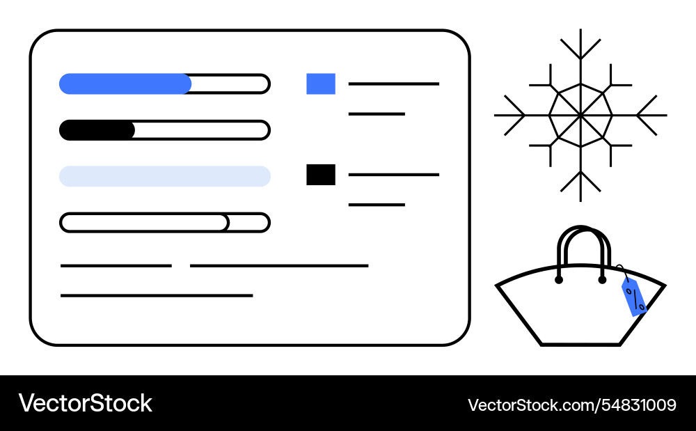 Infographic with progress bars snowflake design Infographic with progress bars snowflake design Vector Image