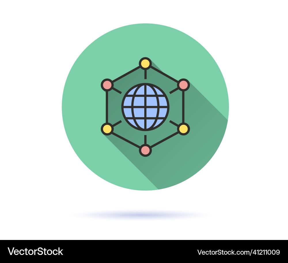 Iot icon with long shadow for graphic and web vector image