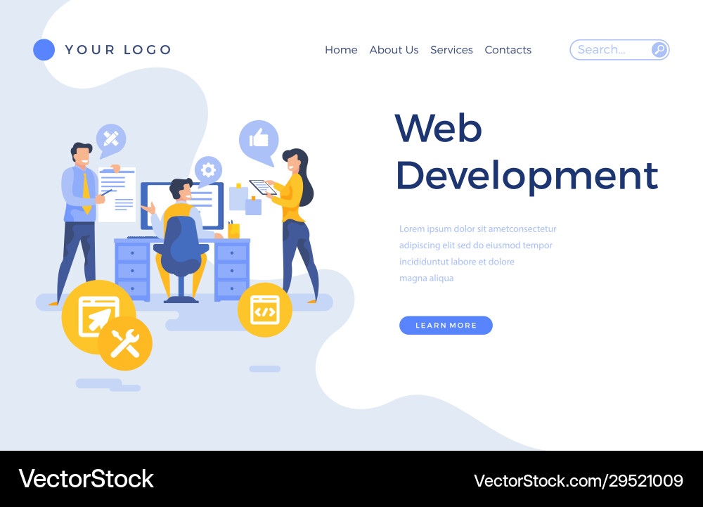 Landing page template web development concept Landing page template web development concept vector image