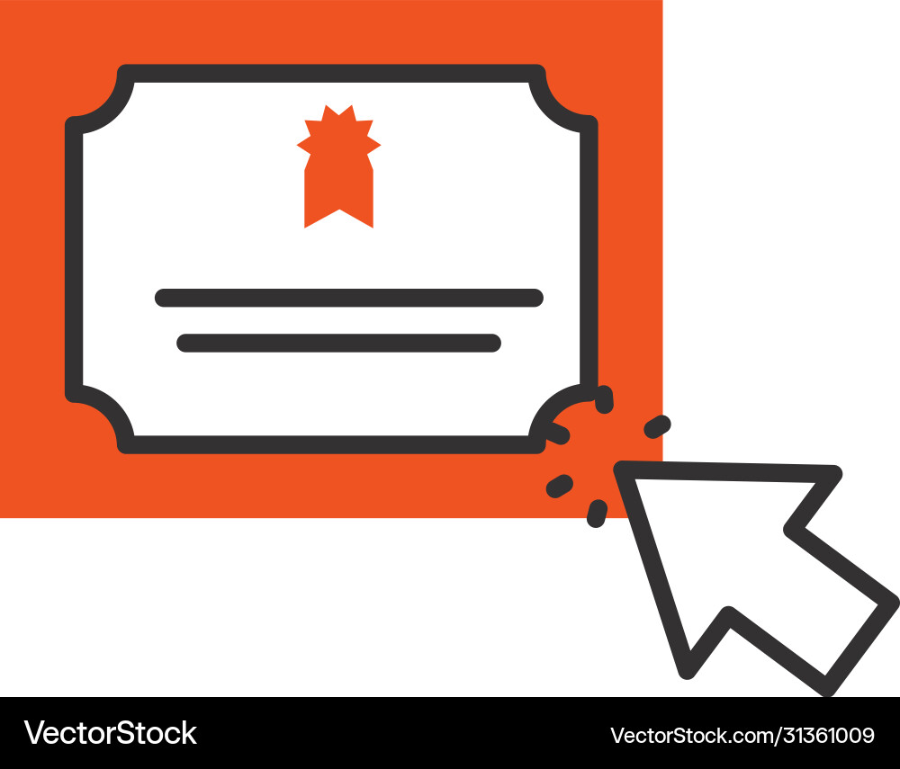 Online learning concept diploma and web cursor vector image