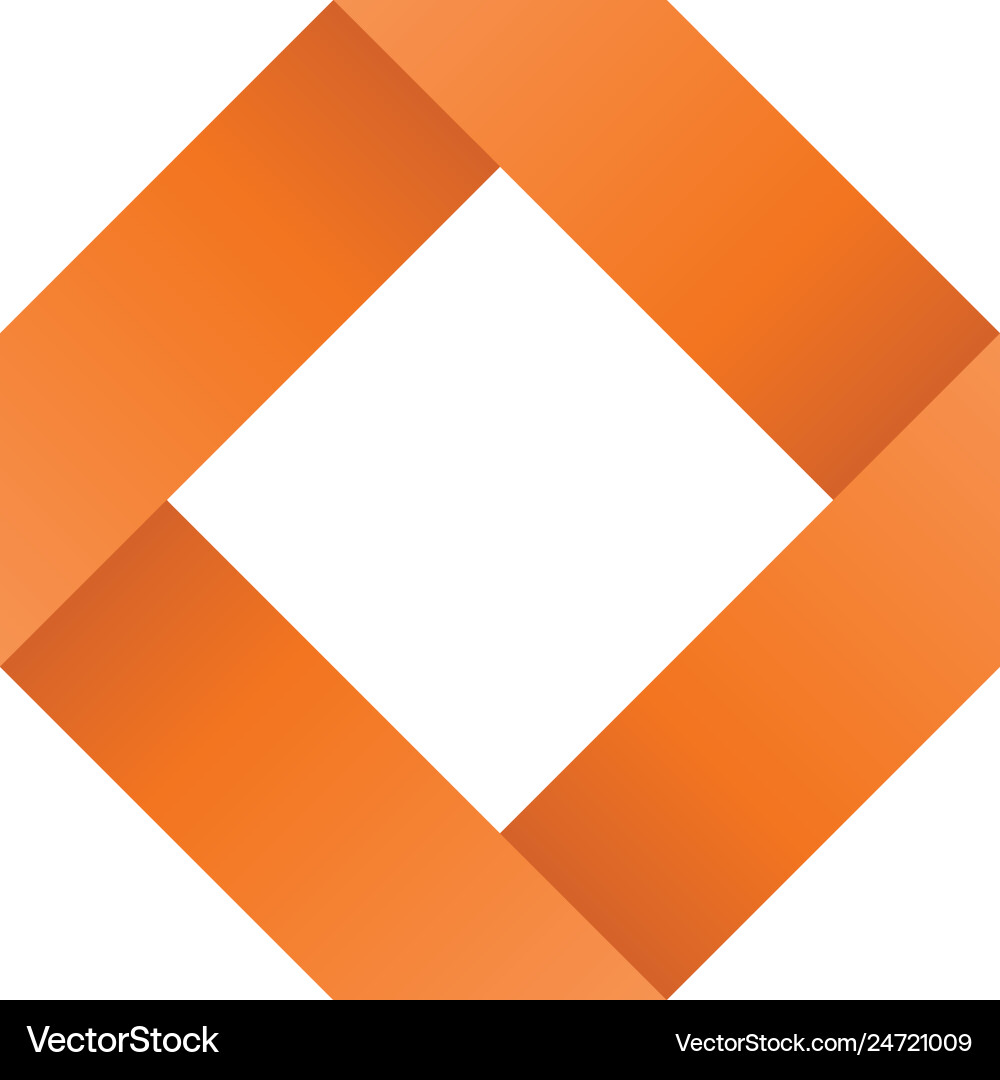 Orange infinite ribbon loop folded in a shape Orange infinite ribbon loop folded in a shape vector image