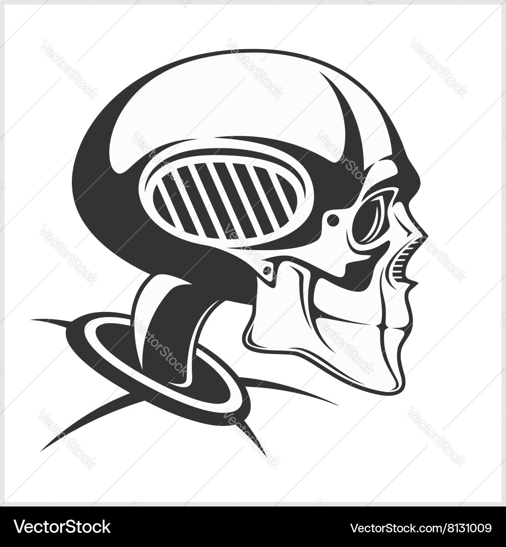 Robot Skull - Cybernetic Head Vector Image