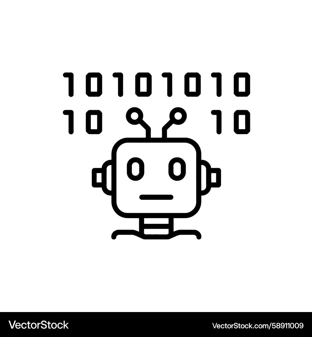 Robot with Binary Code Vector Image
