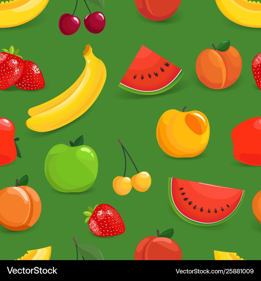 Seamless pattern with colorful fruits apple Vector Image