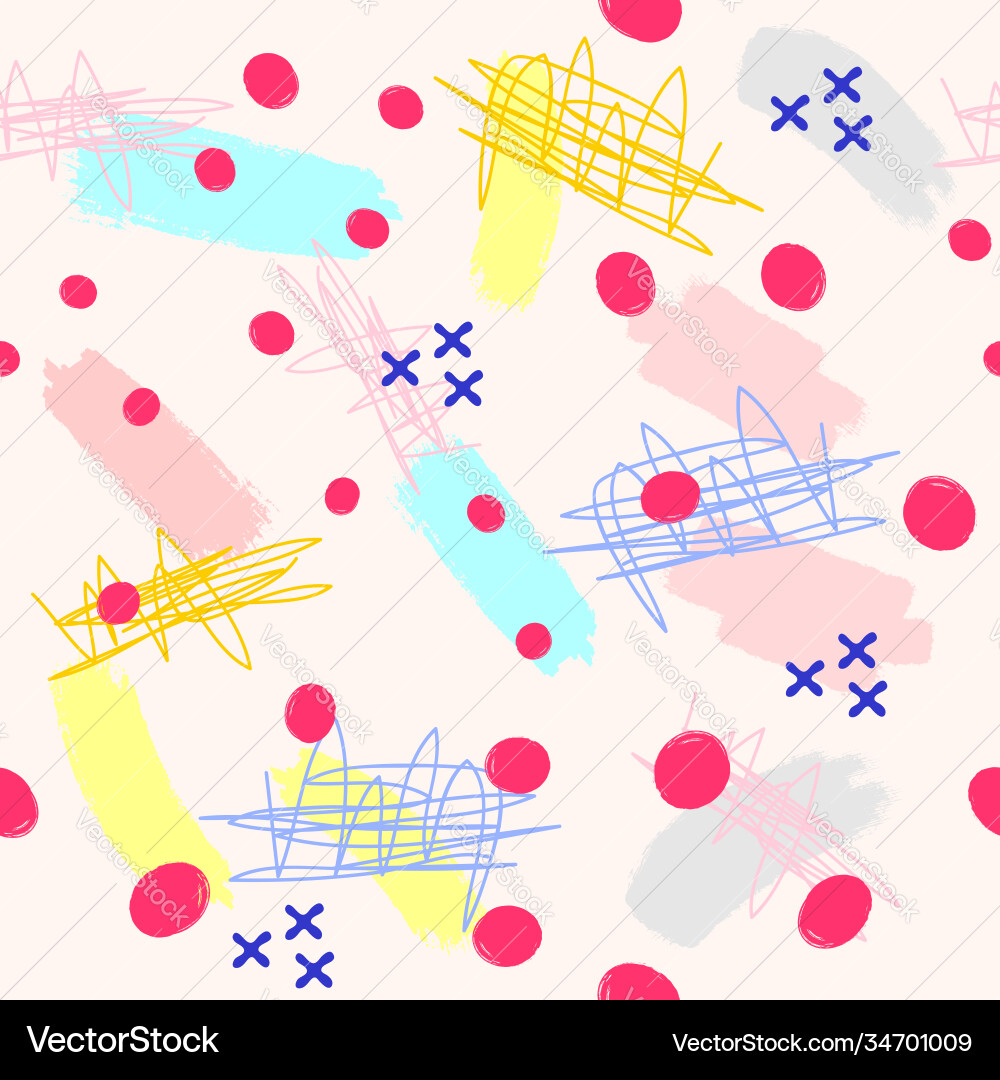 Seamless pattern with different elements drawn Seamless pattern with different elements drawn vector image