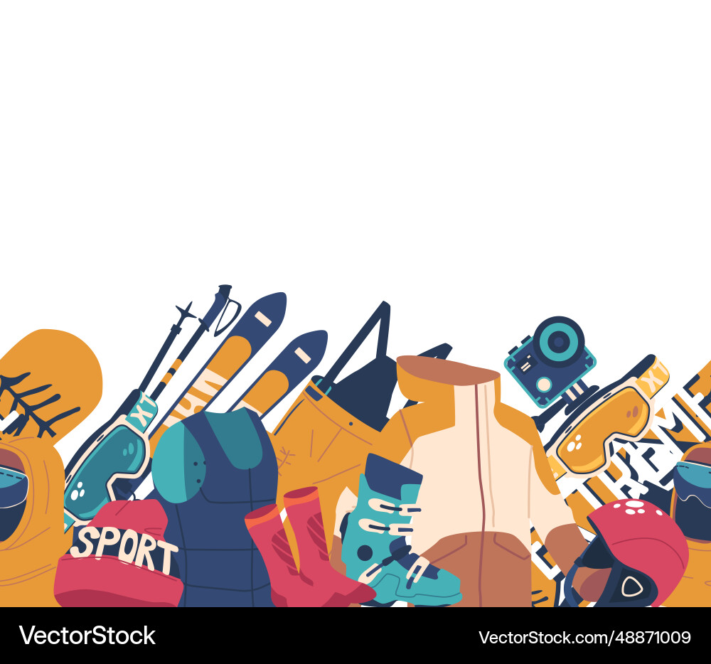 Seamless pattern with snowboarder essentials Seamless pattern with snowboarder essentials vector image