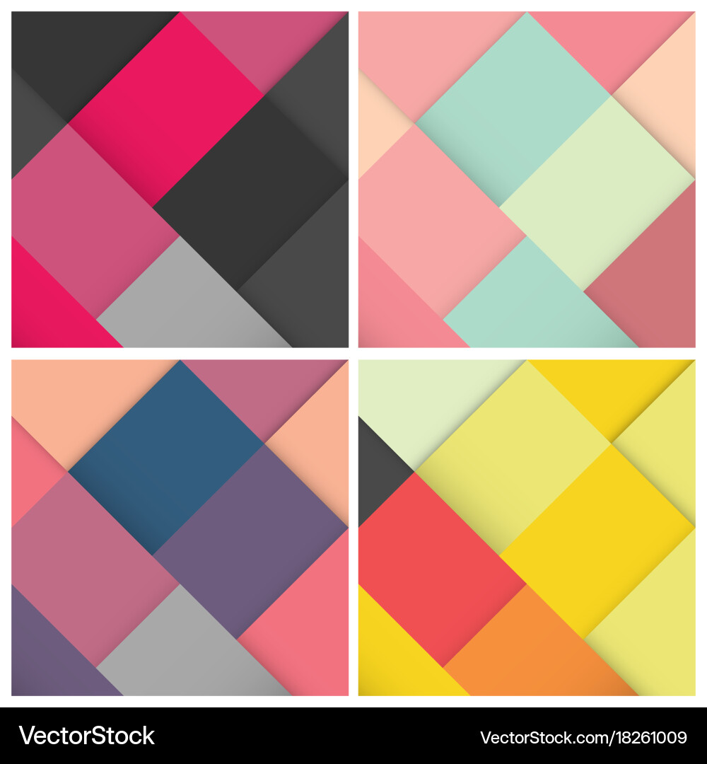 Set of square colorful retro background vector image