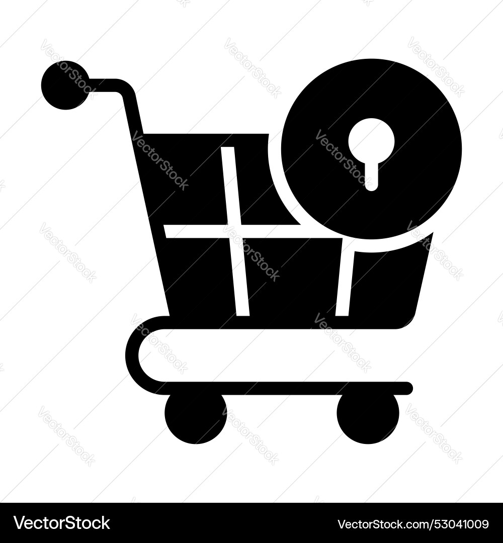Shopping cart with lock secure security Vector Image