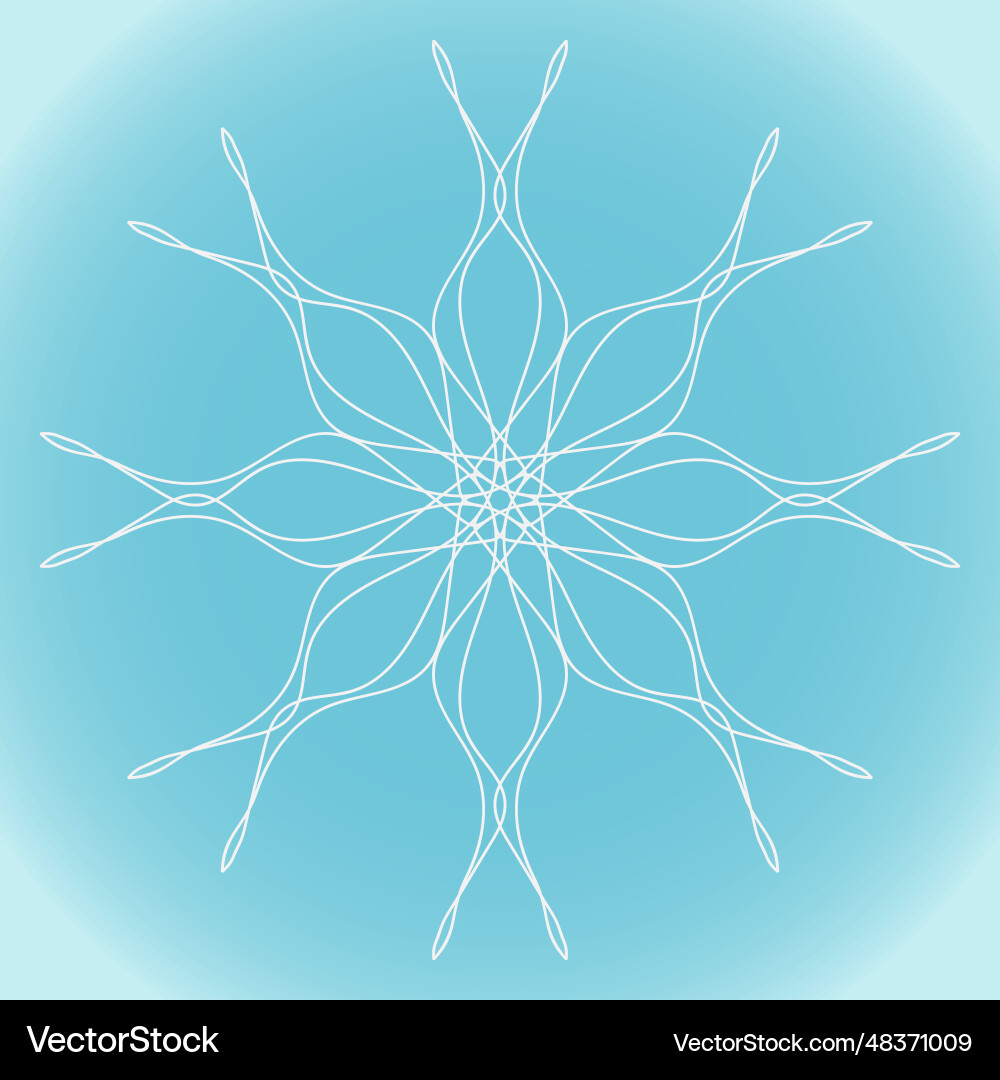Snowflake wavy abstract shape on blue gradient Snowflake wavy abstract shape on blue gradient vector image