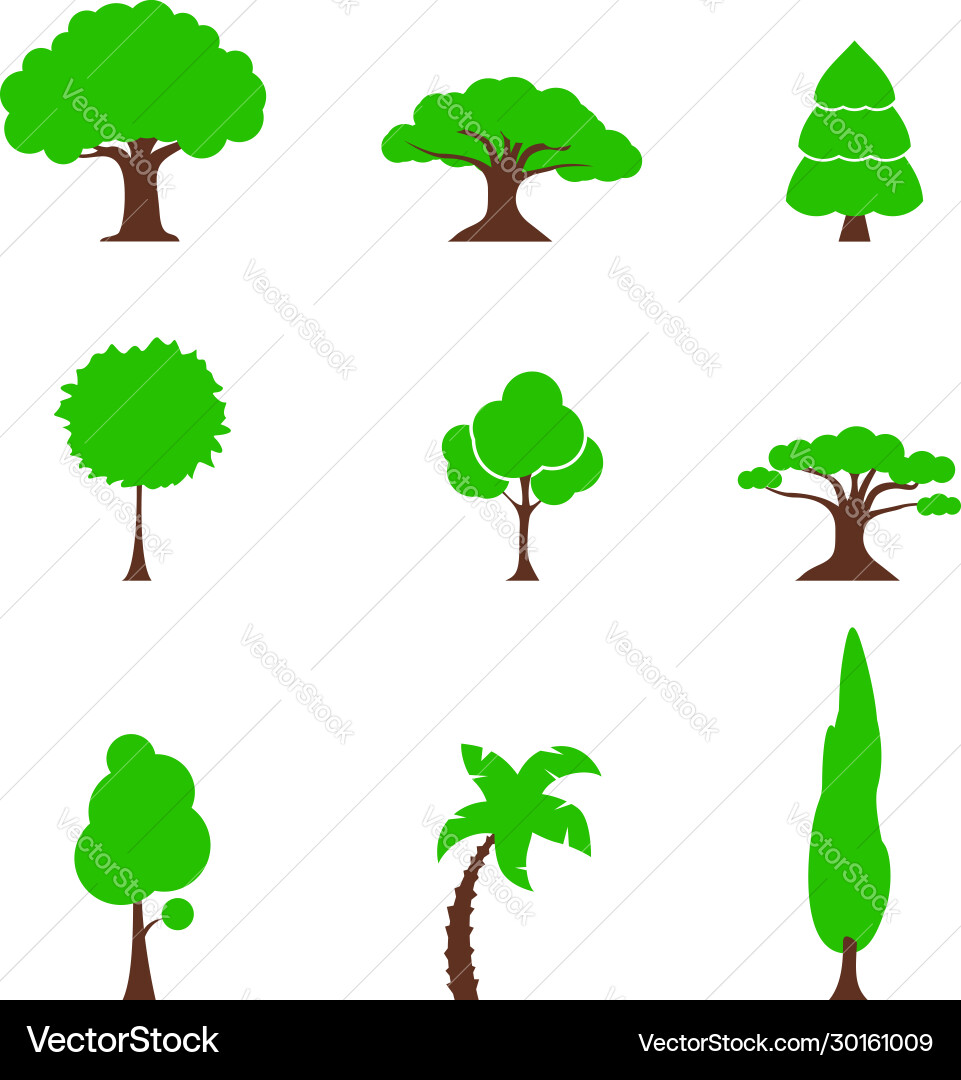 Tree set simple Tree set simple vector image