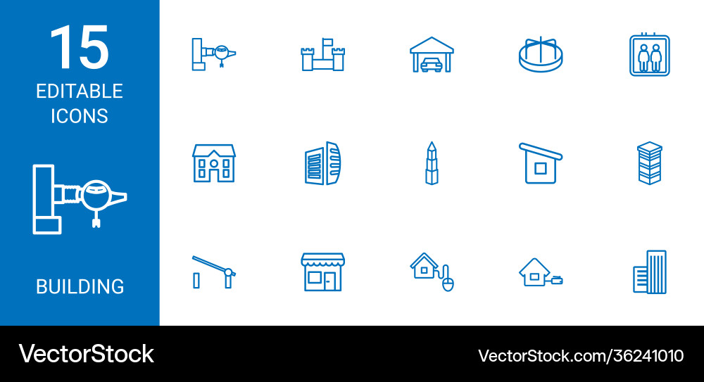15 building icons vector image