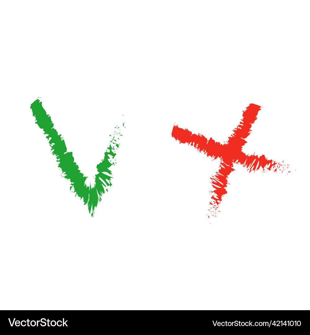 Abstract cross tick brush checkmark right Abstract cross tick brush checkmark right vector image