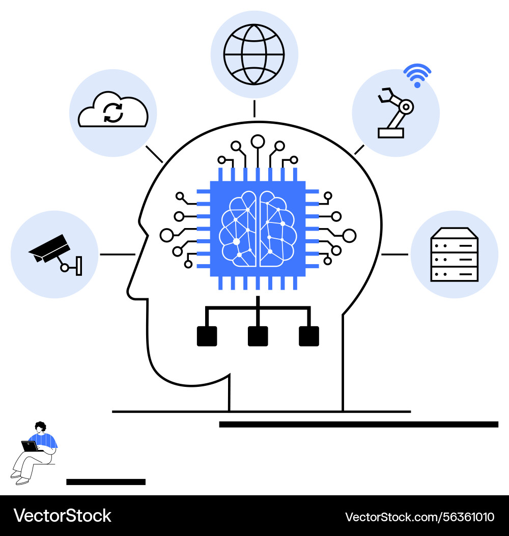 Artificial intelligence integrating technology vector image