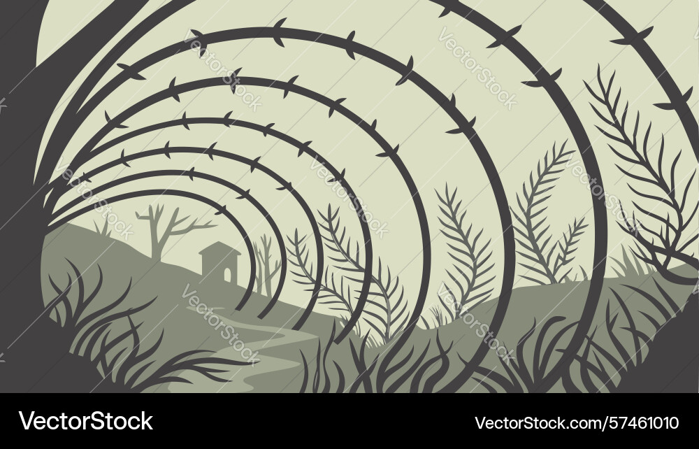 Barbed wire fence with abstract tunnel effect Vector Image