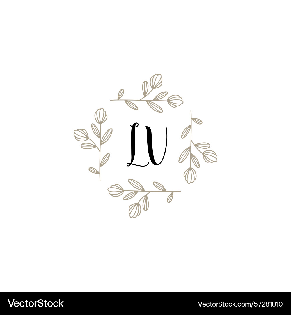 Botanical monogram logos with initial lv Vector Image