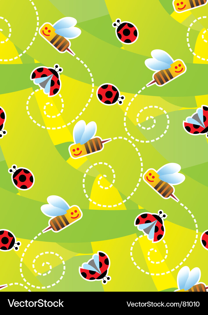Cute Ladybugs and Bees Pattern Vector Image