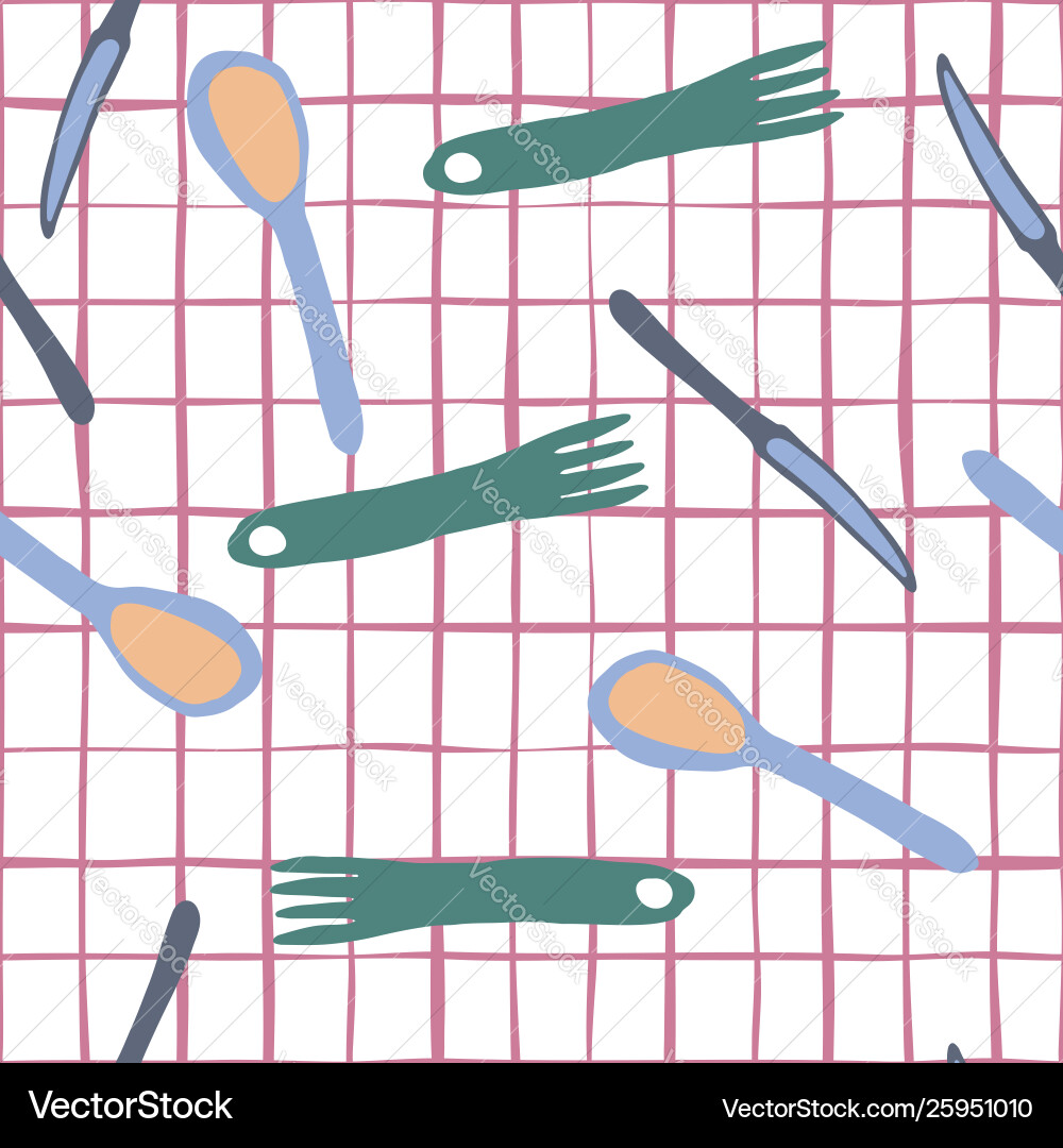 Fork knife spoon seamless pattern simple style Fork knife spoon seamless pattern simple style vector image