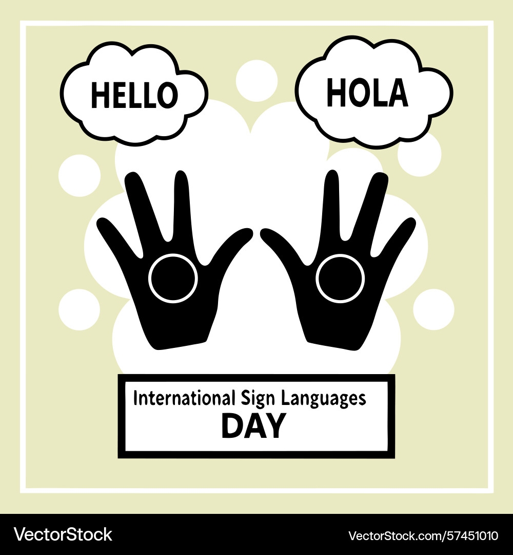 Hands in sign language with hello and hola Vector Image